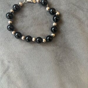 Vintage Tiffany & Co. Black onyx and Silver Beaded Bracelet